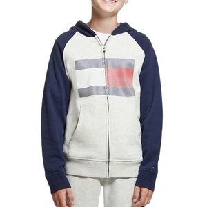 New With Tag Tommy Hilfiger Big Boys Raglan Mini Dot Flag Hoodie